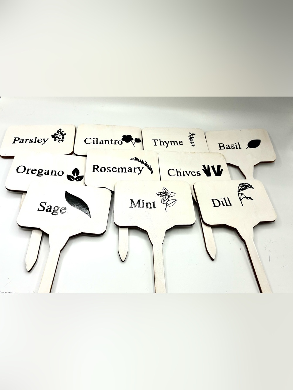 Herb Garden Wooden Plant Markers - Set of 10